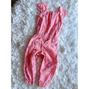 Crazy 8 Girls Floral Romper Pink Purple Cotton Short Sleeve One-Piece Size 2T